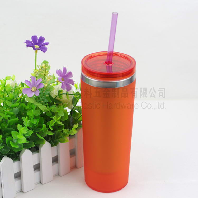 TT-C176 新款外塑内钢双层吸管杯 450ML